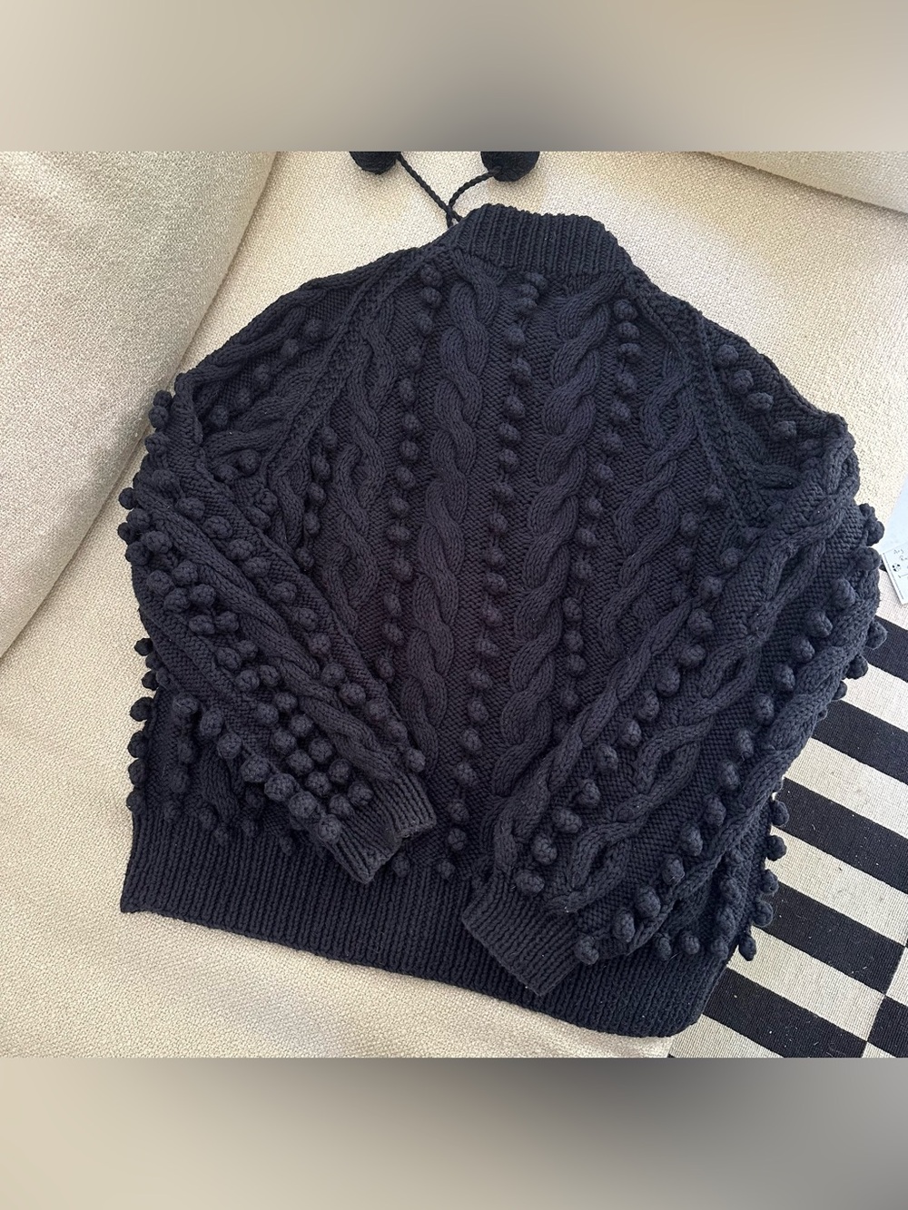 Doen Pomme Organic Cotton Button Front Cardigan Sweater Sz S Navy Blue - Picture 5 of 10